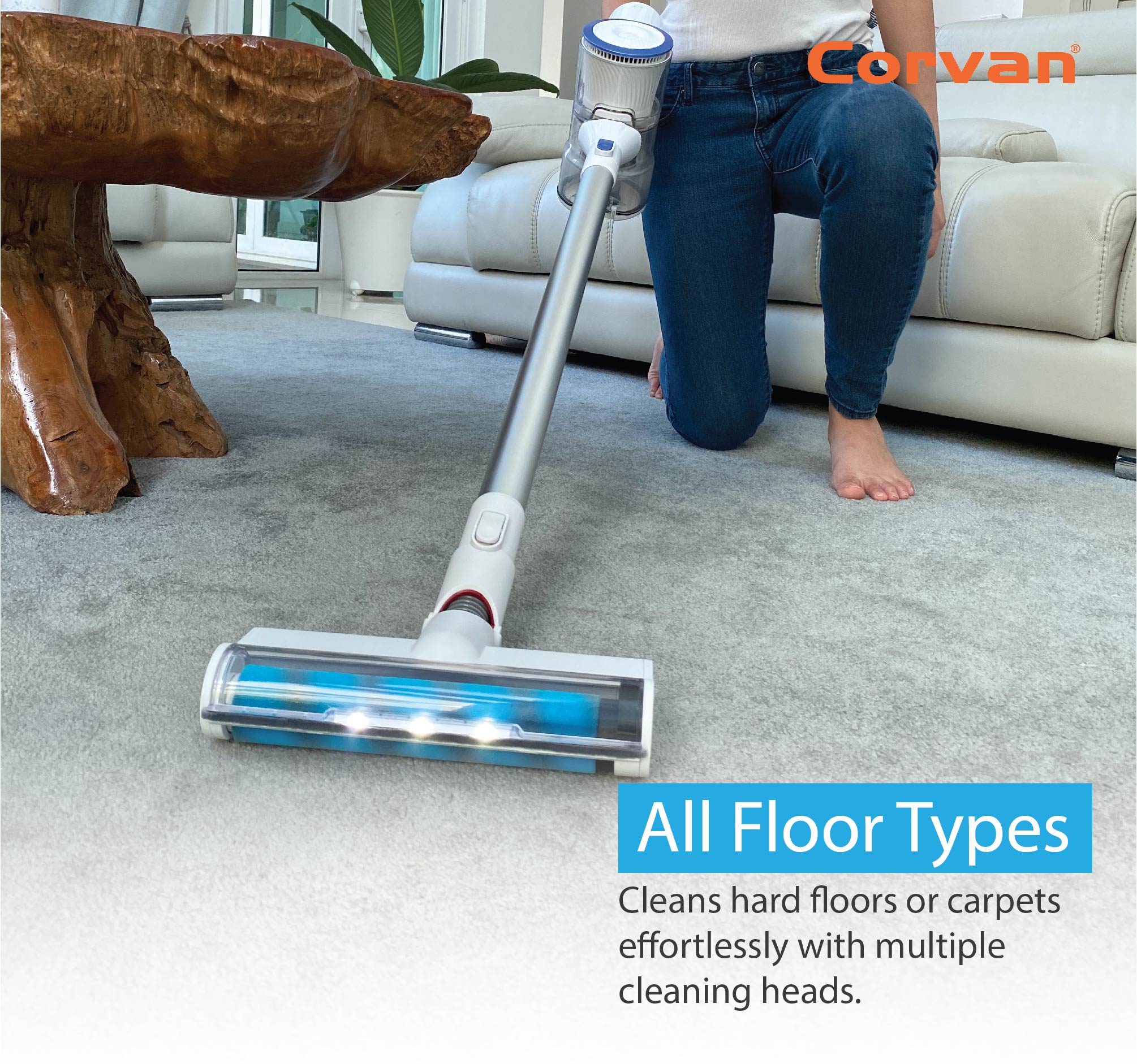 Corvan Antitangle Cordless Vacuum Cleaner K9. Wireless for Home & Car